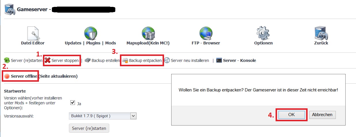 TekBase Backup wiederherstellen