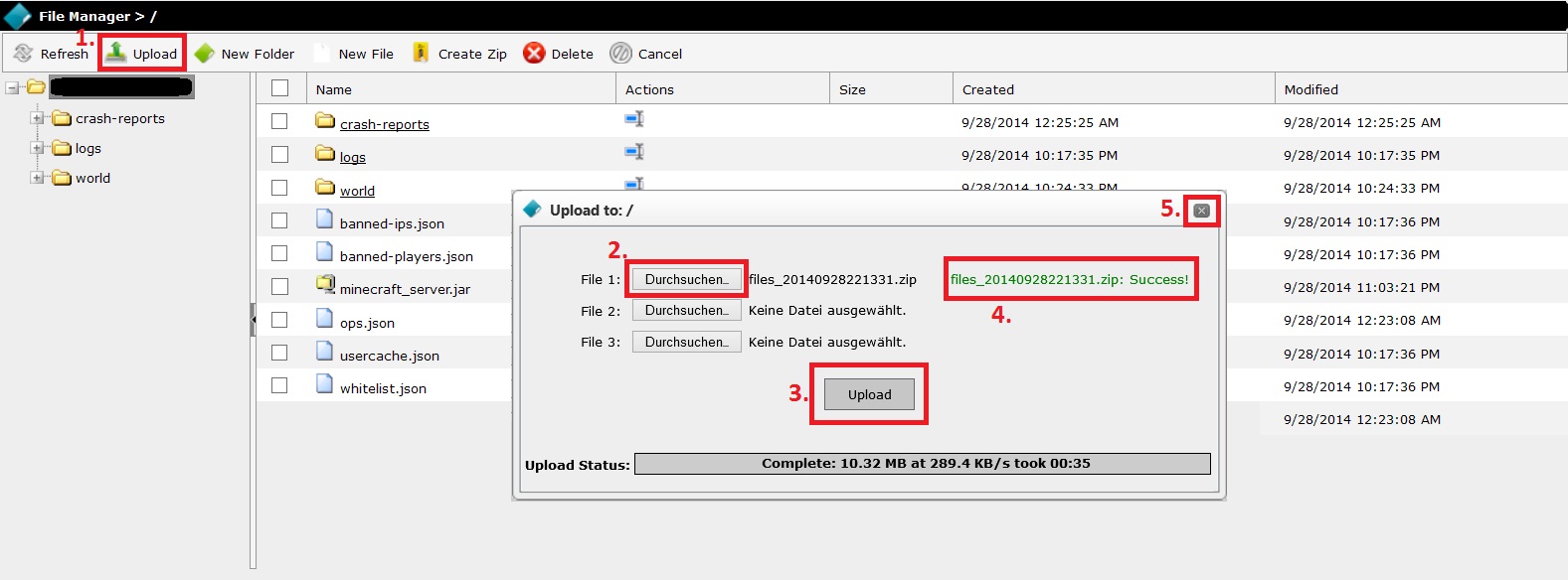 WHMCS Backup hochladen